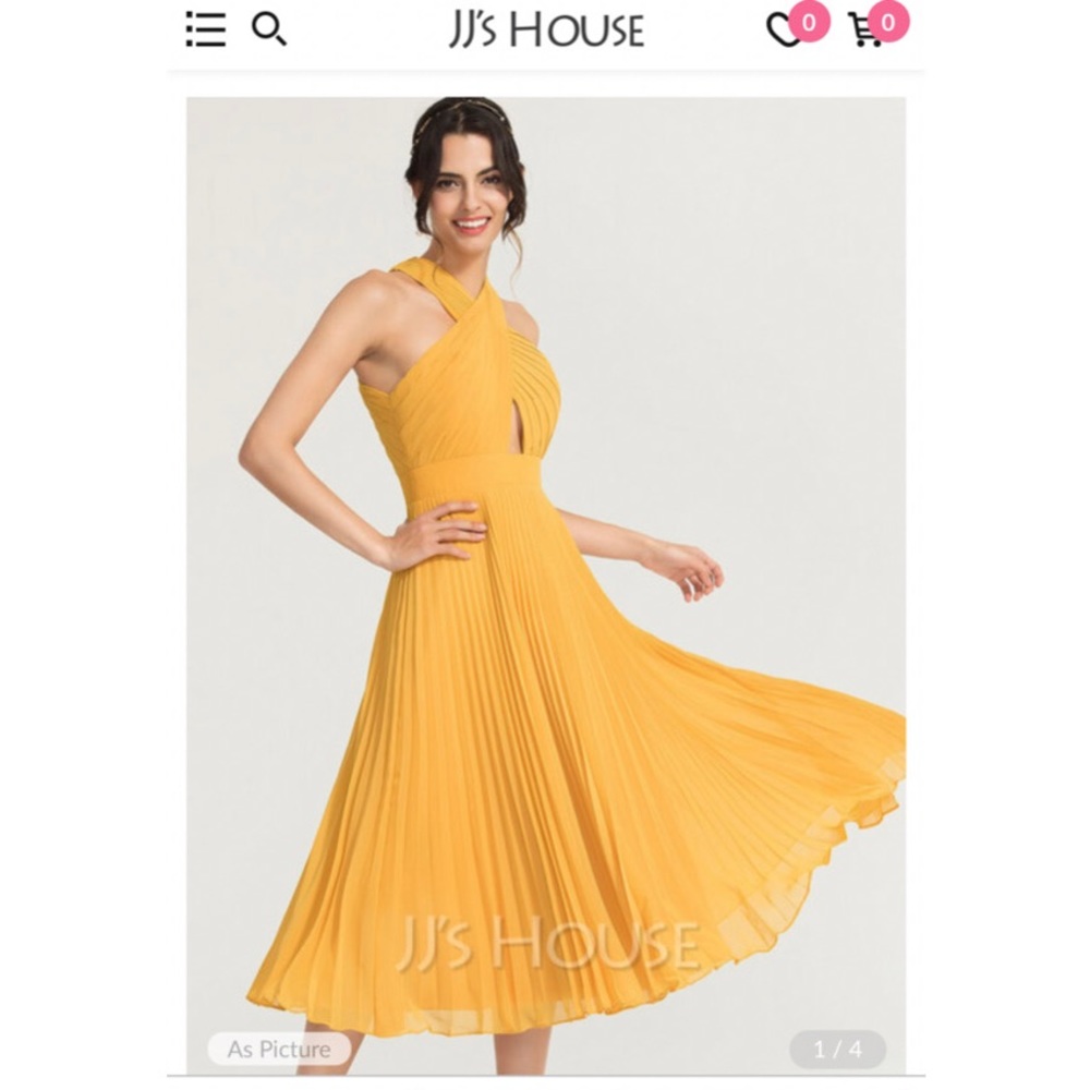JJ’s House Pleated Chiffon Cocktail Dress - Midi -